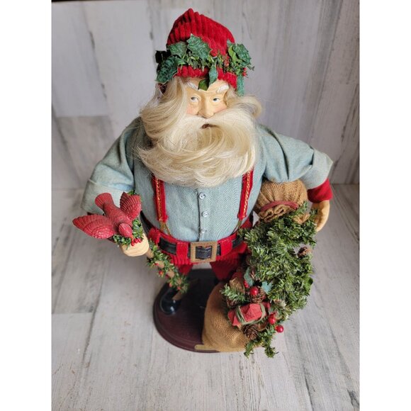 red cardinal Santa Claus statue centerpiece toy bag figure decor Xmas vintage - Picture 1 of 14